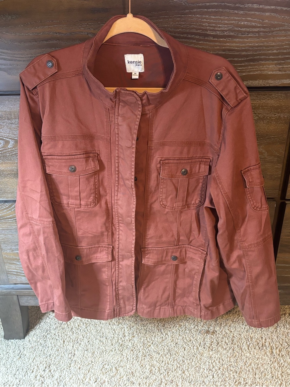 kensie Rust-Toned Utility Field Jacket 1X